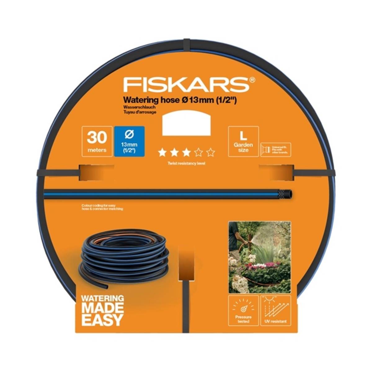 Fiskars Wasserschlauch mit Ø 13 mm & 30 m Länge, UV-resistenter, verwindungssteifer Gartenschlauch Produktabbildung 2