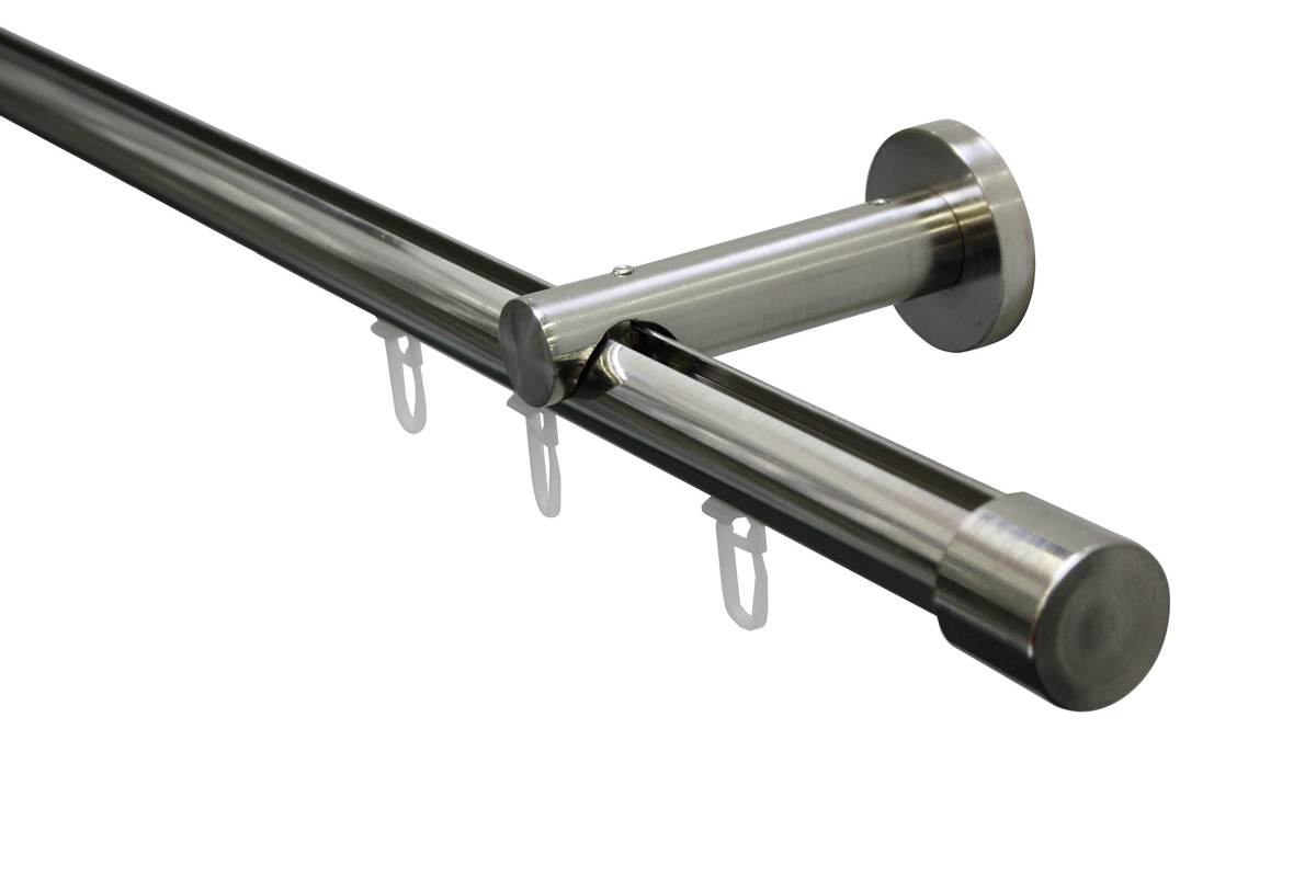 Gardinia Gardinenstangen Set Isa 1-Lauf, Ø 20 mm, 160 cm, edelstahl-optik Produktabbildung