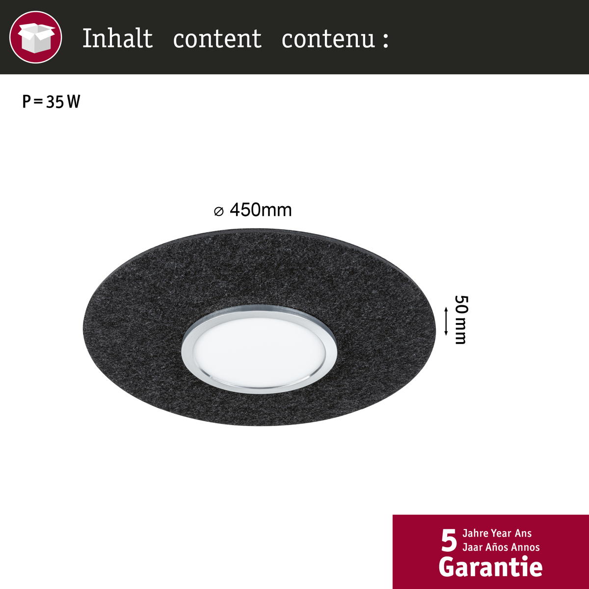 Paulmann LED Deckenleuchte Tulga in Anthrazit 32,5W 2000lm Produktabbildung 8
