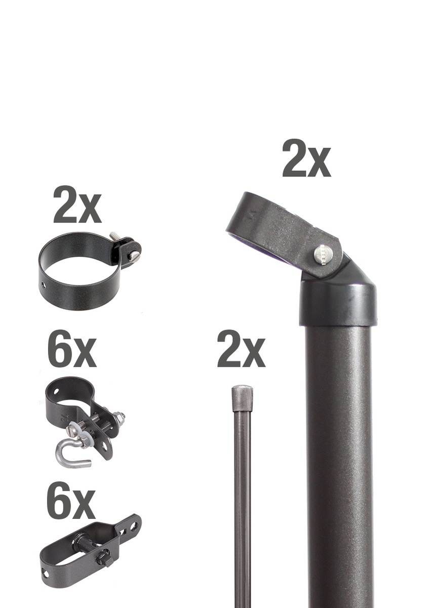 Alberts Zauneck-Set mit Bodenhülsen, Einschlaghülsen, Anthrazit-metallic, Höhe 0,80 m, Maschendraht Produktabbildung