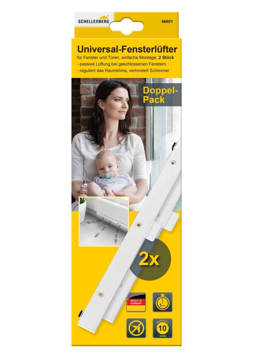 Schellenberg 2er Starterset Universal Fensterlüfter in Weiß, für ständigen Luftaustausch Produktabbildung 10