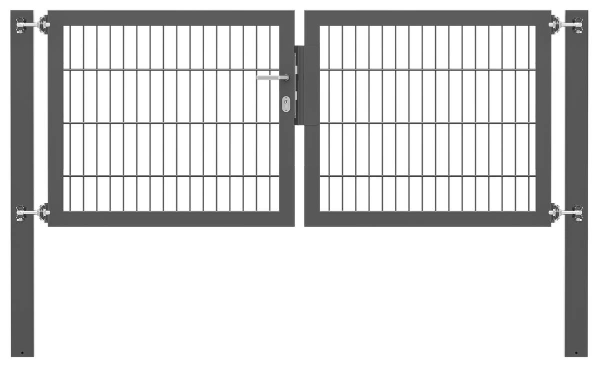 Alberts Doppeltor Flexo Plus für Doppelstabmatten, Anthrazit, 10 x 10 cm, Breite | Höhe 2 m x 0,8 m Produktabbildung