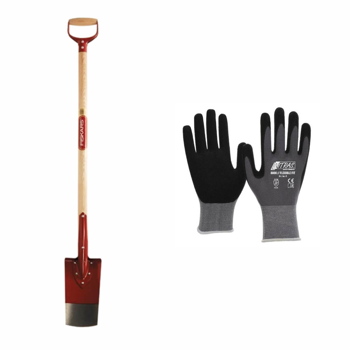 Fiskars-Set Classic Drainierspaten inklusive Handschuhe Produktabbildung 1