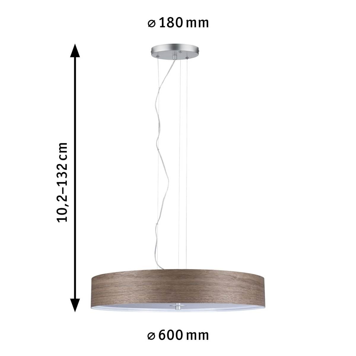 Paulmann Pendelleuchte Neordic Liska 3 flammig, E27, 3 x 20W, Ø 600 mm, Holz dunkel |Chrom matt Produktabbildung 5