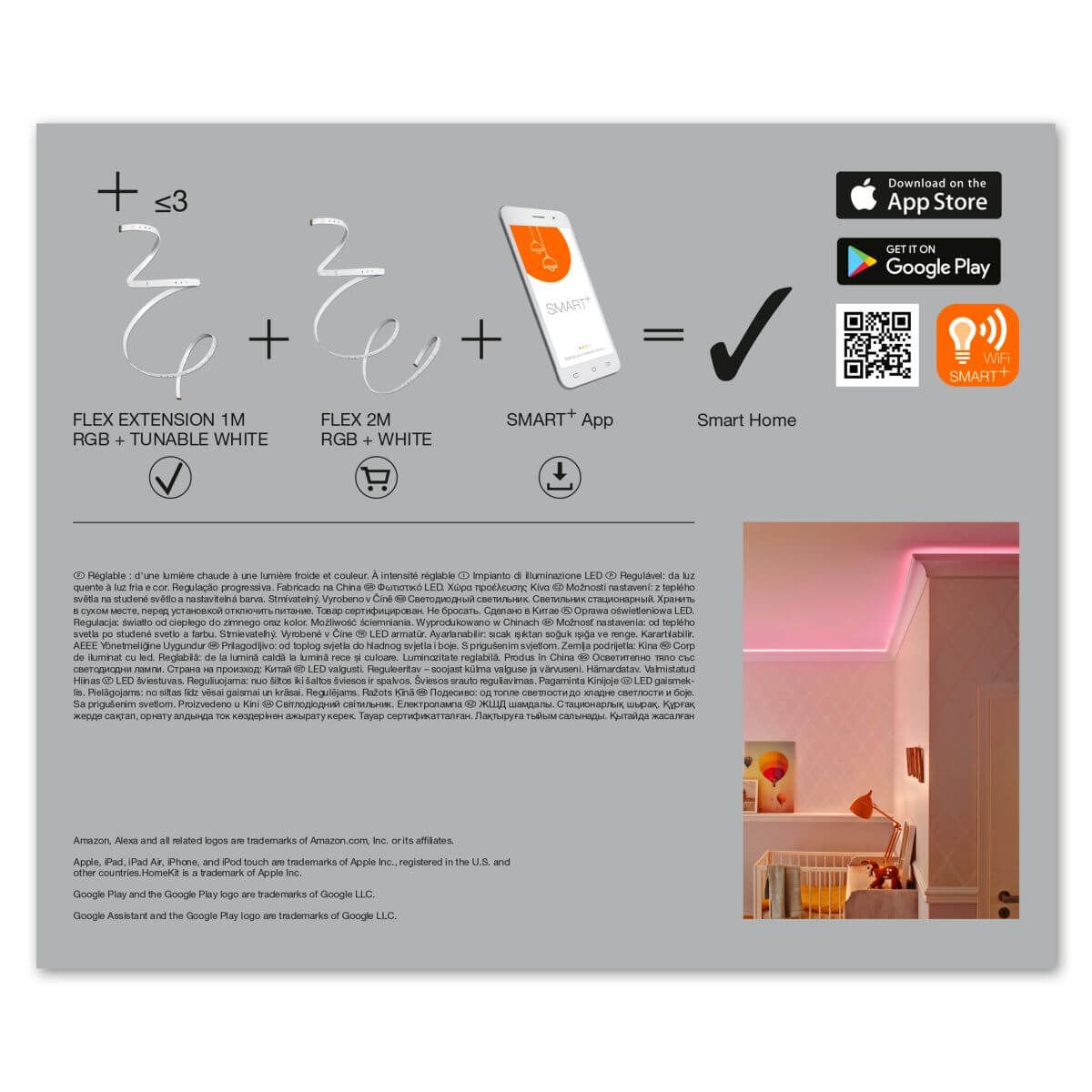 Ledvance SMART+ WiFi LED Strip Flex, 3,6 W, 320 lm, 2000 - 6500 K, RGBTW, Dimmbar, 1m Extension Produktabbildung 3