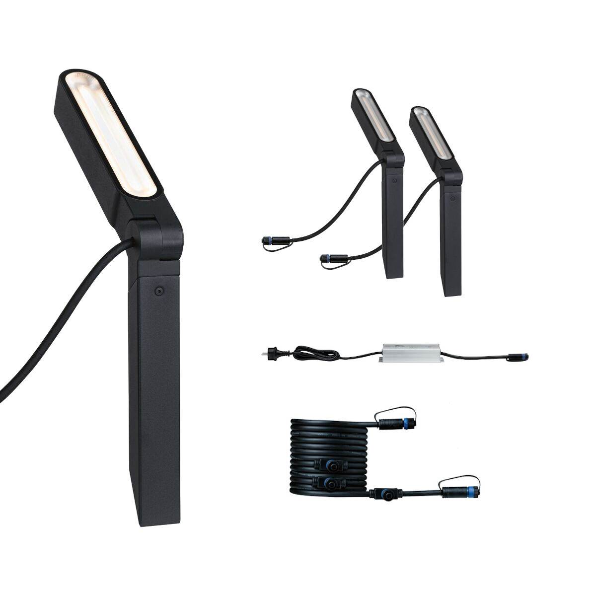 Paulmann Plug & Shine Basisset LED Spot Ito, 24 V, IP65, Anthrazit, 3000 K Warmweiß, Dimmbar Produktabbildung 1