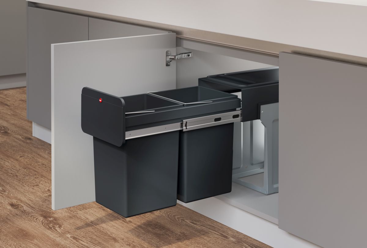 Hailo EcoLine Design L, 2 x 14 l, Einbau-Mülltrennungs-System, Vollauszug Produktabbildung 4