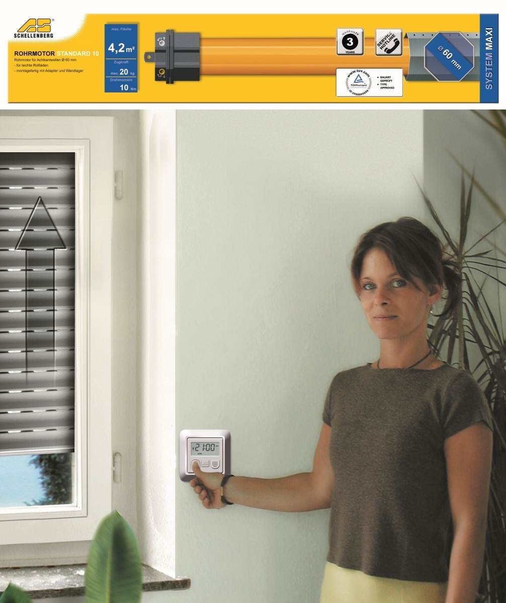 Schellenberg Rohrmotor Standard Maxi, Rolladenmotor mit mechanischer Endlageneinstellung, 4,2 m² Produktabbildung 3