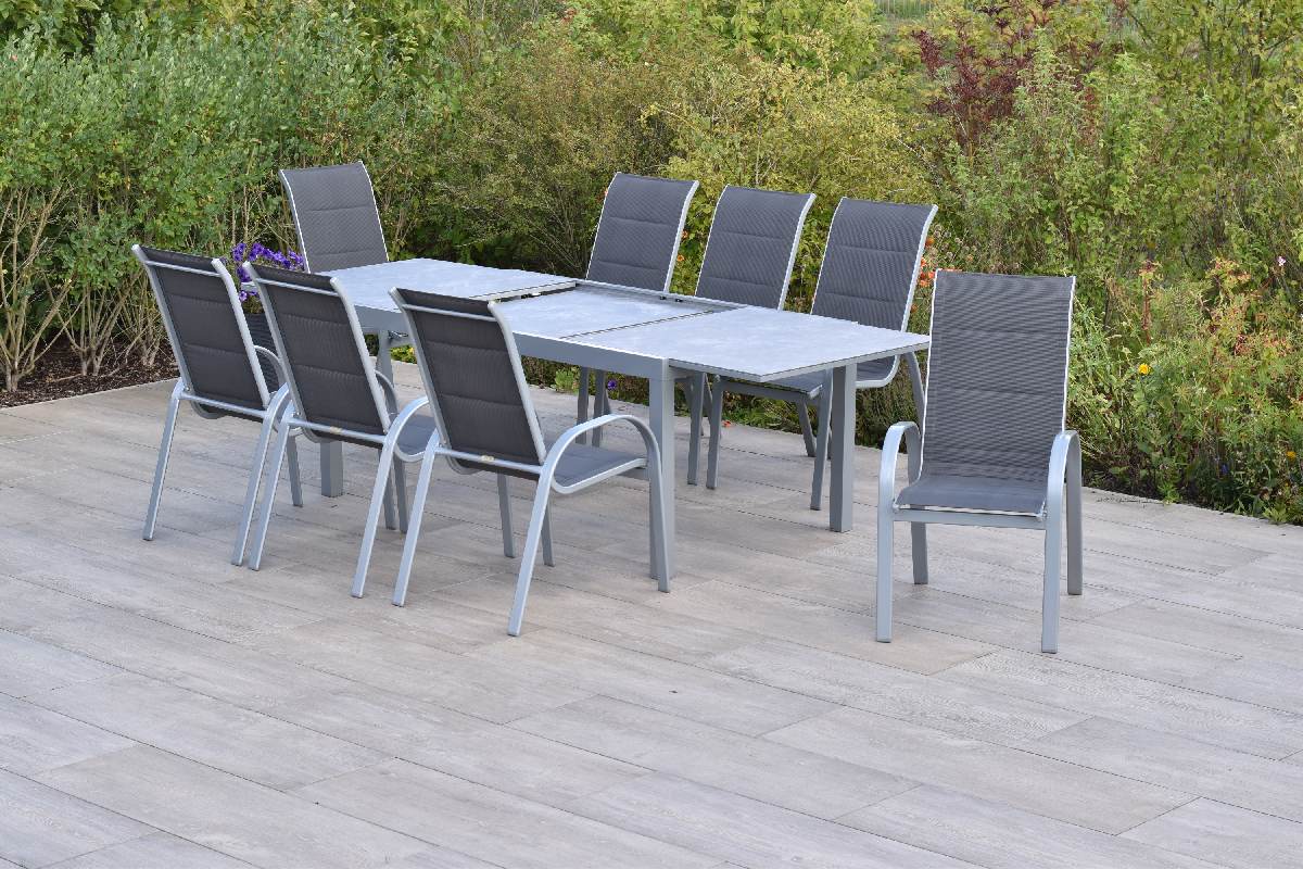 YOURSOL by Merxx Gartenmöbel Set Amalfi di Lusso 8 Personen Semi Ausziehtisch 180-250 cm Steinoptik Produktabbildung 2