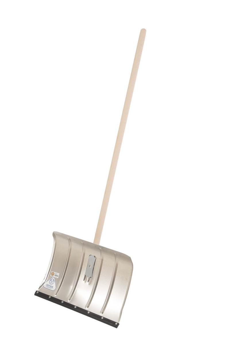 Offner Alu-Schneeschieber, 50 cm, Holzstiel, Klemmfix-Verbindung, für geräuscharmes Schneeräumen Produktabbildung