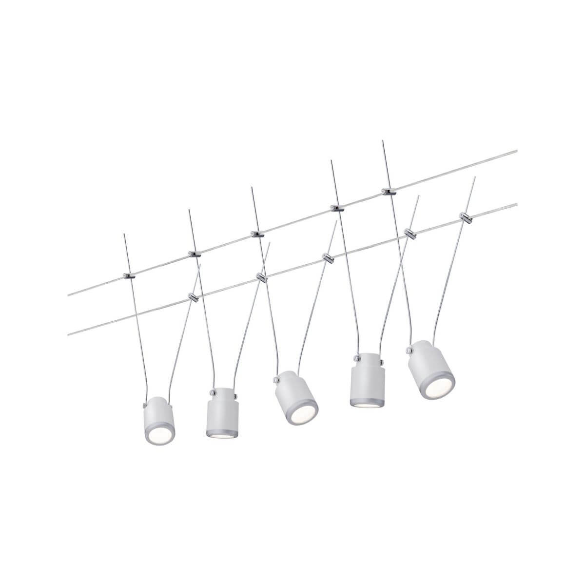 Paulmann Seilsystem TunLED | Deckenleuchte mit 5 Spots | Pendelleuchte Seilsystem | Weiß-Chrom matt Produktabbildung 1