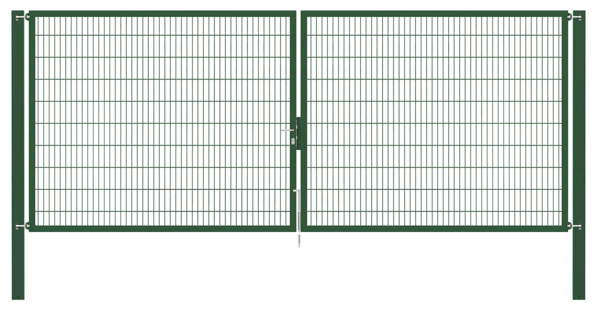Stabgitter-Doppeltor, Grün,60x40 | 5000x2000 | Pfosten 120x120 Produktabbildung 1