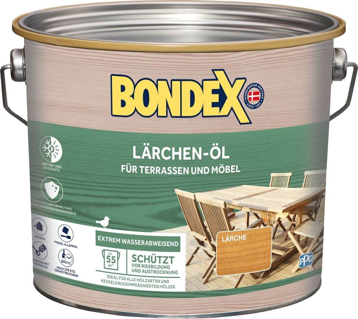 BONDEX Gartenholz Lärchen-Öl, Wasser-stop Abperleffekt, Wetterschutz, UV-Schutz 2,5 l Produktabbildung