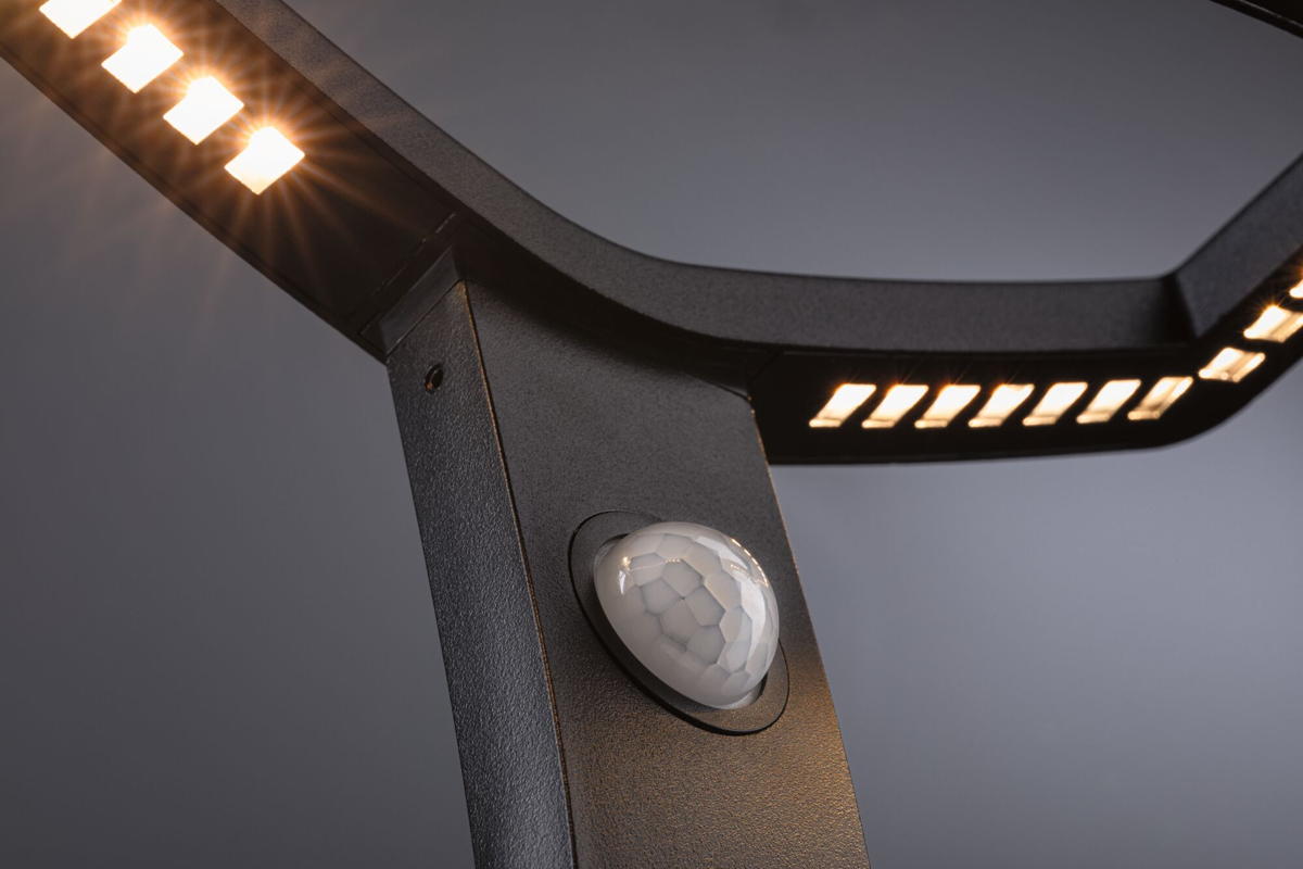 Paulmann LED Pollerleuchte Alara in Anthrazit 10W 450lm IP44 mit Bewegungsmelder und Dämmerungssensor Produktabbildung 3