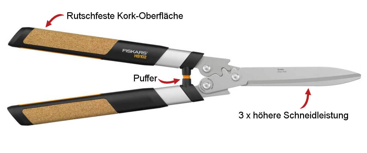 Fiskars Quantum Getriebe-Heckenschere | Antihaftbeschichtet | Hochwertige Stahl-Klinge | HS102 Produktabbildung 2
