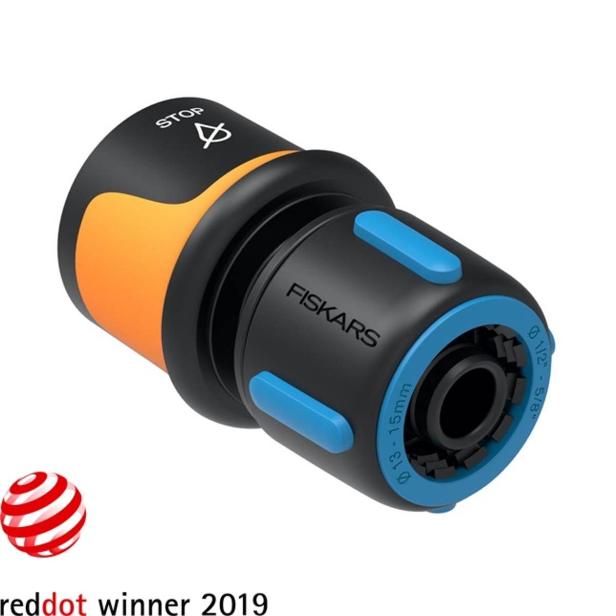Fiskars Schlauchanschluss STOP Ø 13-15 mm 1|2-5|8", Schlauchverbinder, Stopmechanismus, Snap-On|Off Produktabbildung