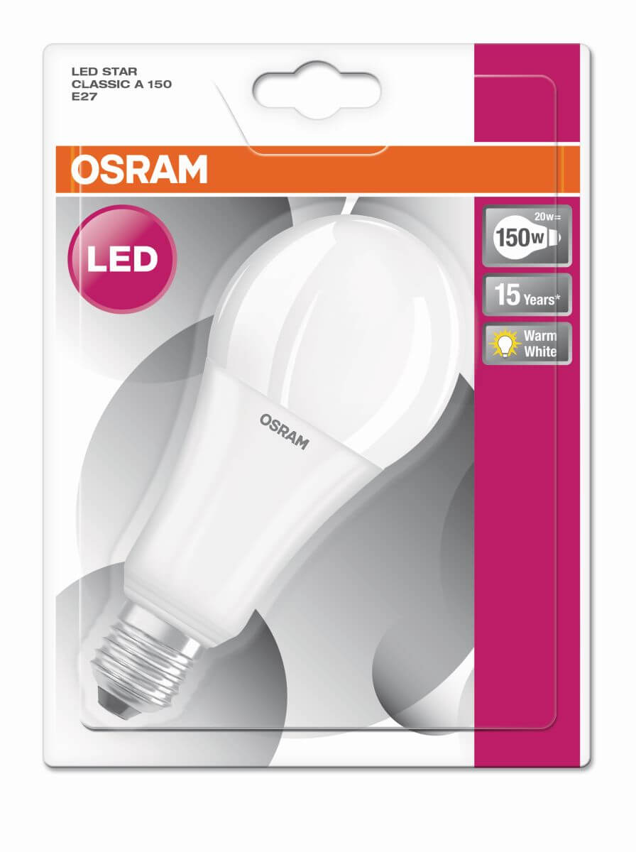 Osram LED STAR CLASSIC A 150, 20W = 150W, 2452 lm,  E27, Warmweiß (2700 K), Kolbenform Produktabbildung 2
