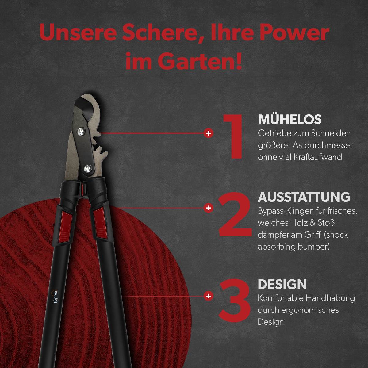 B-Ware siwitec Bypass Getriebe Astscheren für frisches Holz, Baumschere, teleskopisch Produktabbildung 4