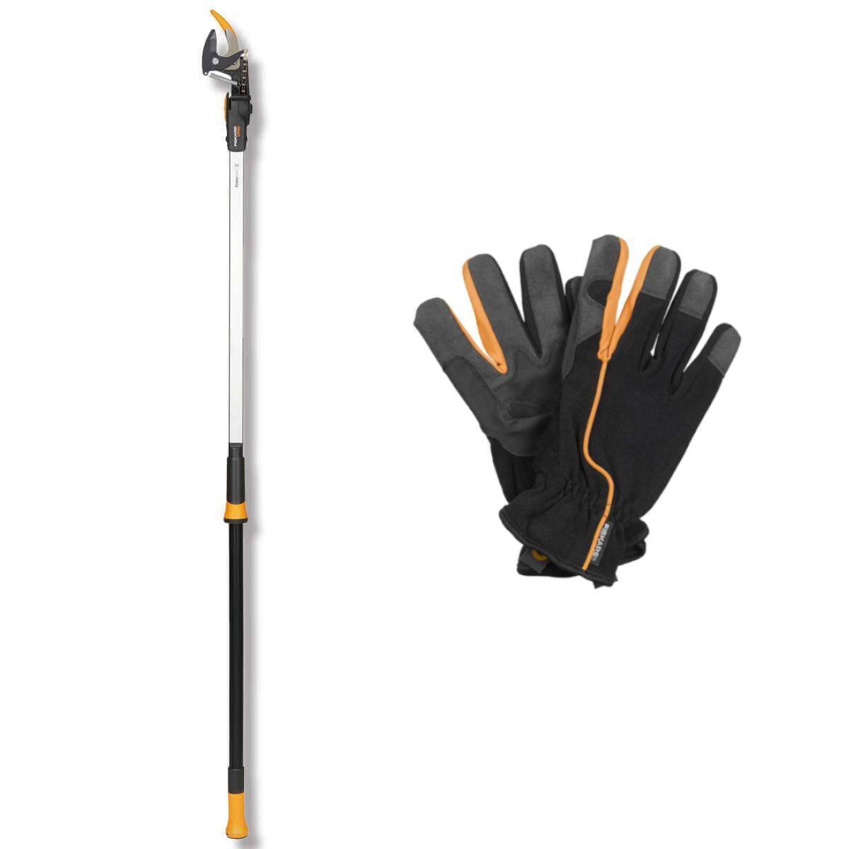 Fiskars PowerGear Schneidgiraffe UPX82 + Handschuhe, Baumschere, Baumbeschneider Produktabbildung