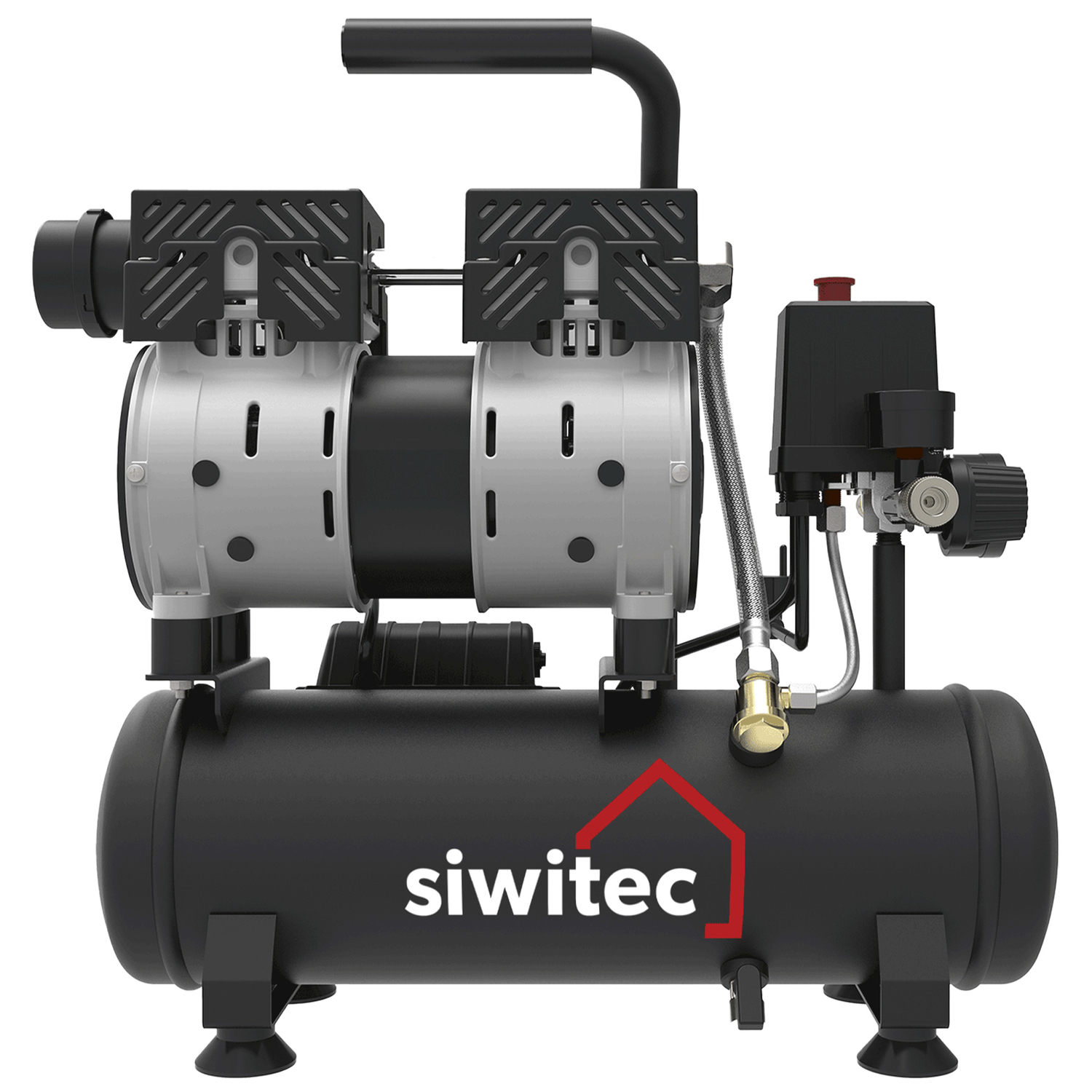 siwitec B-Ware Kompressor 8 bar 6l Druckluftkompressor 550W Flüsterkompressor Ölfrei effizient Produktabbildung