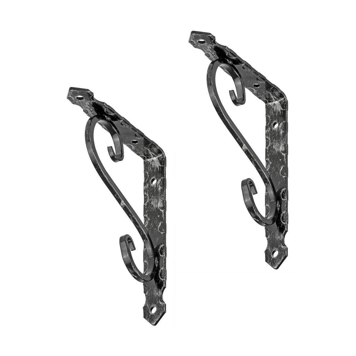 siwitec schmiedeeiserne Konsole in antiker Optik, schwarzer Regalwinkel mit 65 kg Traglast als Set Produktabbildung