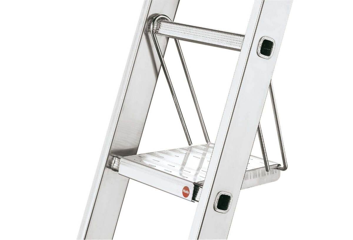 Hailo 2A-Ware ProfiLOT Aluminium-Teleskopleiter, gratis Einhängetritt, Kombi-Leiter 2x9 + 1x8 Stufen Produktabbildung 6