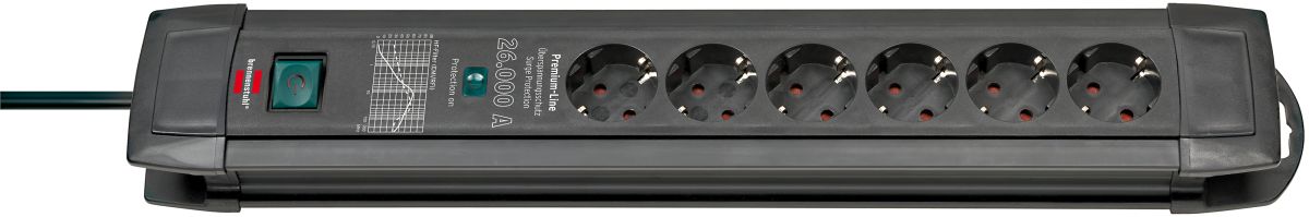 Brennenstuhl Premium-Line Steckdosenleiste 6-fach mit Überspannungsschutz bis zu 26.000 A, 1,8m Produktabbildung 3