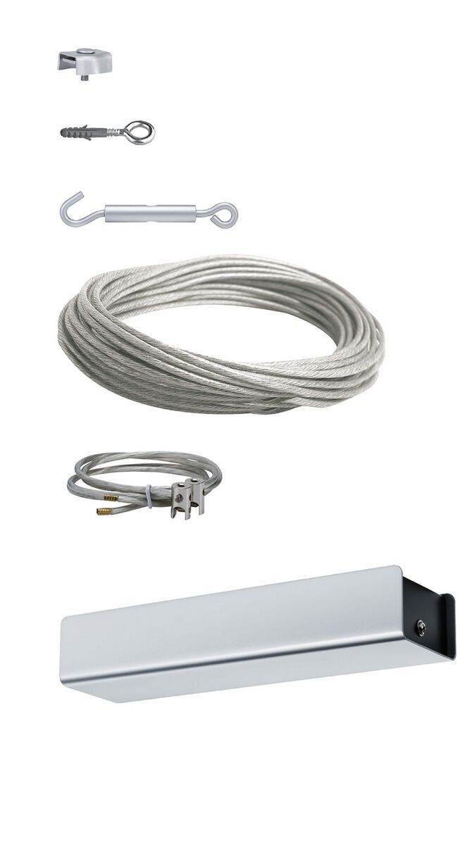 Paulmann Seilsystem Basis-Set |Trafo 36W + 15m Seil + Spann-Zubehör | Chrom matt | Deckenbeleuchtung Produktabbildung 1