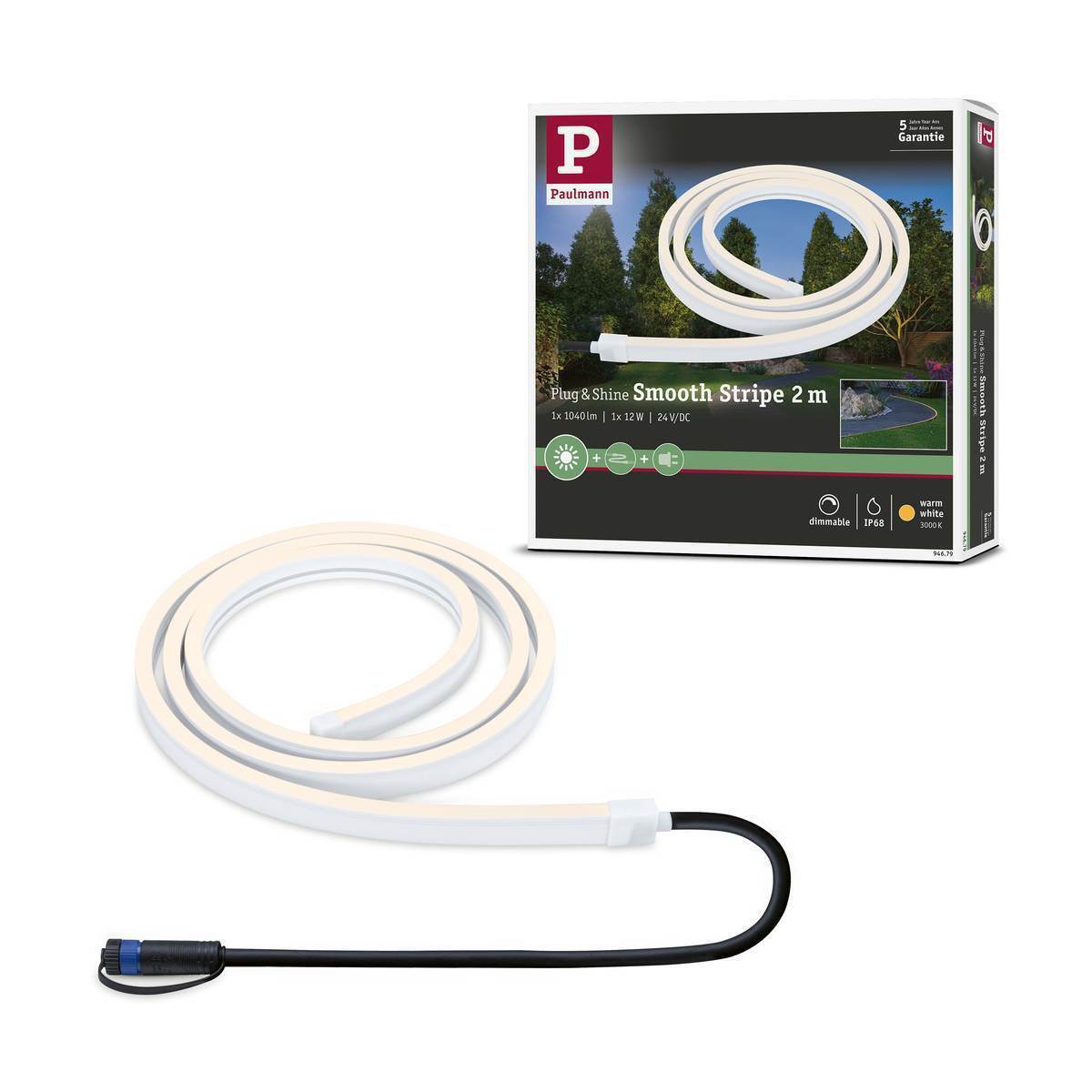 Paulmann Plug & Shine LED Stripe Smooth   IP68 3000K 12W   Schwarz Produktabbildung