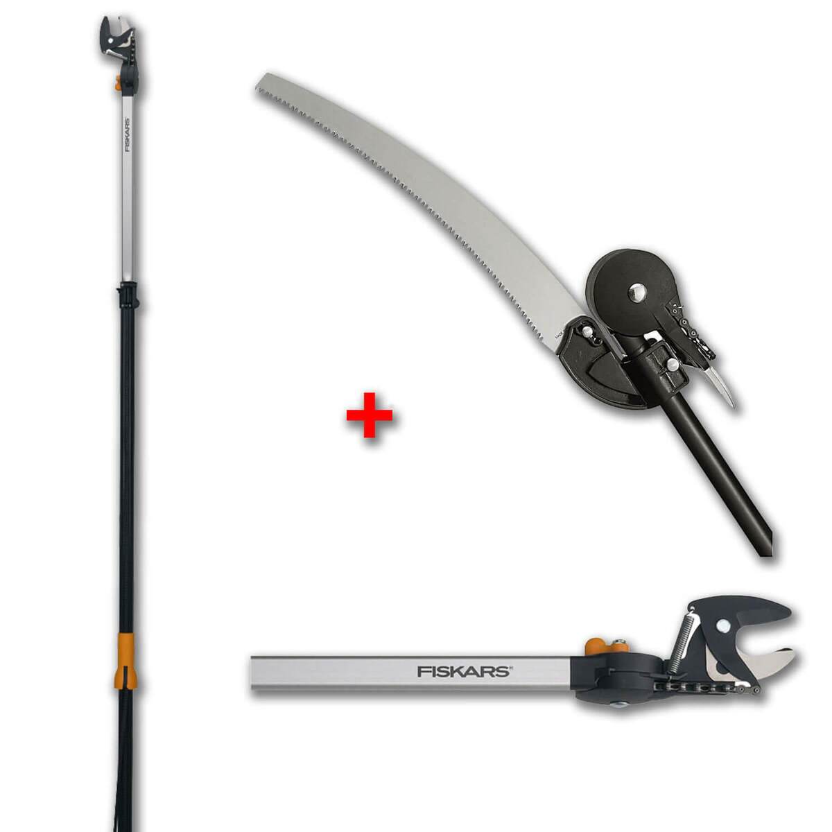 Fiskars Set Teleskop-Schneidgiraffe + Adapter-Baumsäge | Teleskop-Säge | Baumschneider-Set Produktabbildung