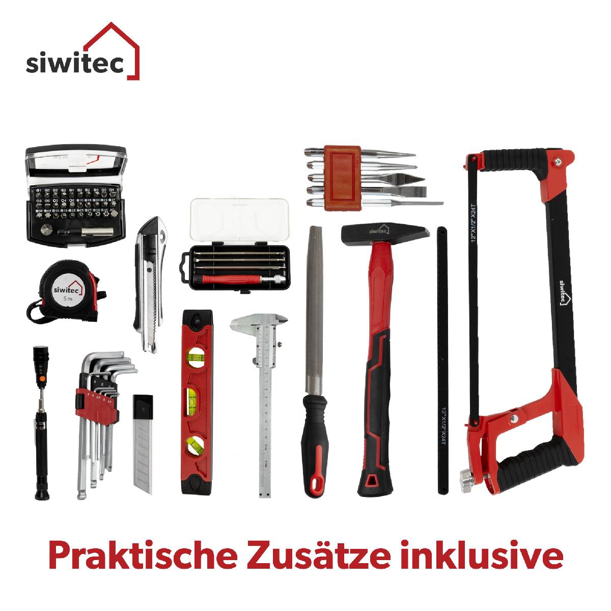 B-Ware siwitec Werkzeugkoffer 140-teilig, Werkzeug Set aus CRV Stahl, Profi Werkzeugkasten gefüllt Produktabbildung 7