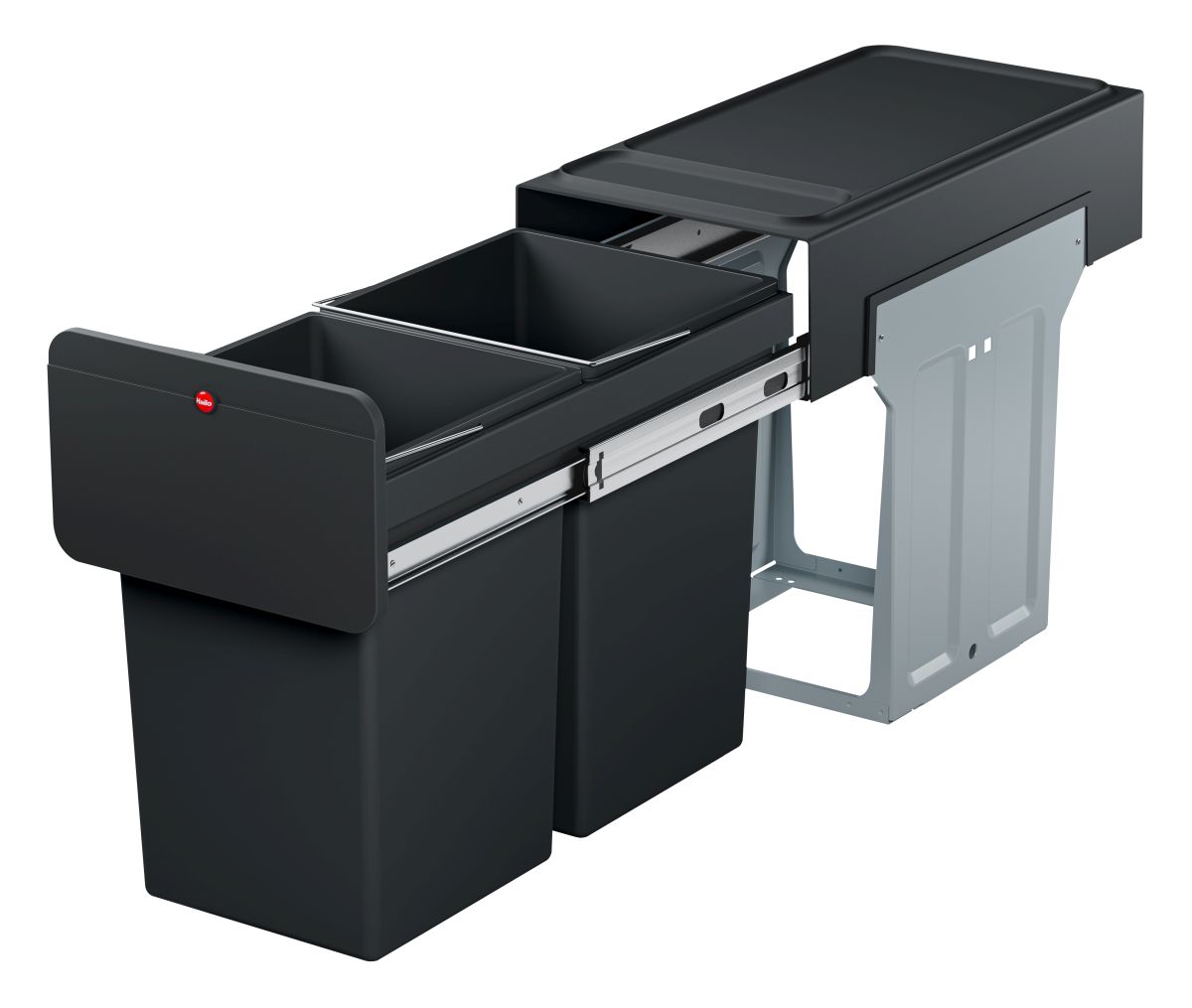 Hailo EcoLine Design L, 2 x 14 l, Einbau-Mülltrennungs-System, Vollauszug Produktabbildung 2