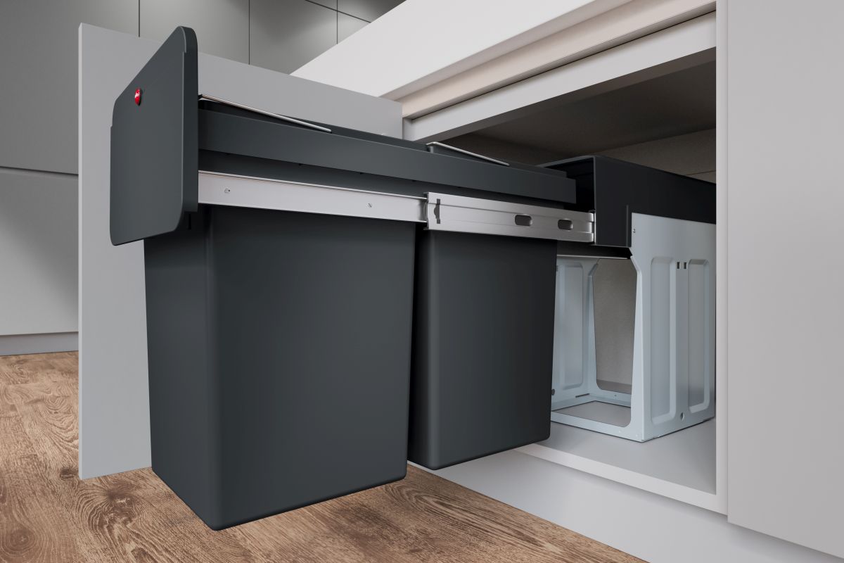 Hailo EcoLine Design L, 2 x 14 l, Einbau-Mülltrennungs-System, Vollauszug Produktabbildung 7