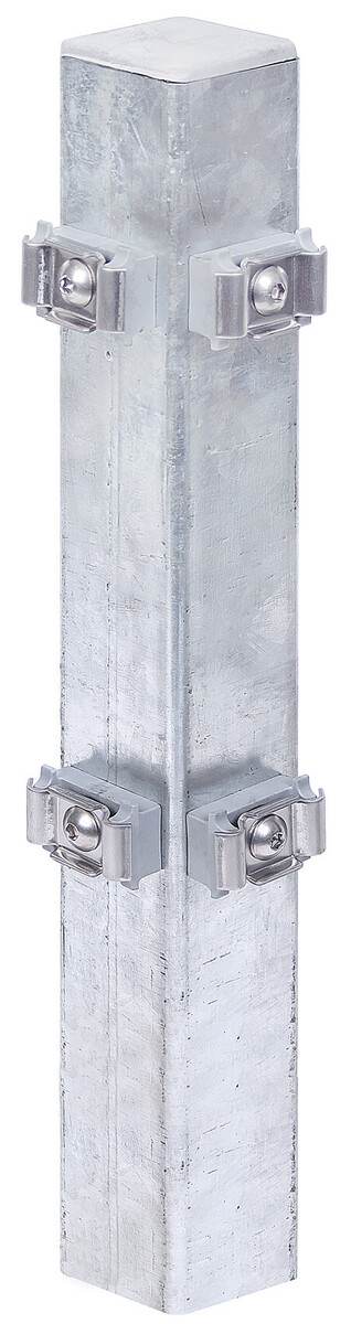 Alberts Eckpfosten mit Klemmlasche, 400 mm Bohrabstand, Höhe 80 - 200 cm, 3 Farben, Doppelstabmatten Produktabbildung