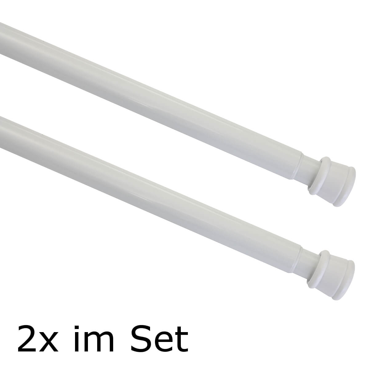 Gardinia Spannstange im 2er Set, Weiß, Klemmstange, Raumtrenner, Duschstange - ausdrehbar 80 - 130 cm Produktabbildung