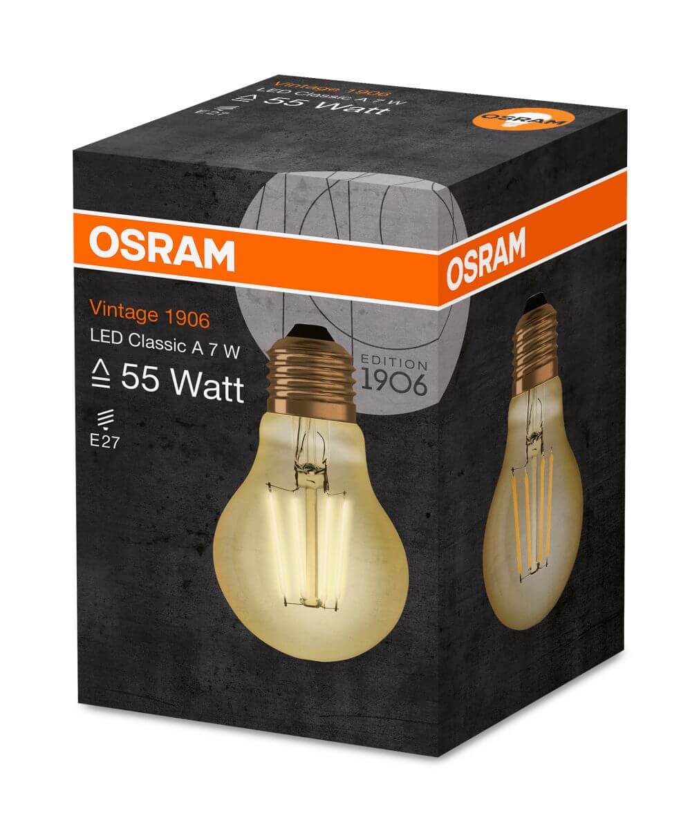 Osram LED Vintage Classic A 55, 7W = 55W, E27, 725 lm, klar, Warmweiß (2500 K) Produktabbildung 3