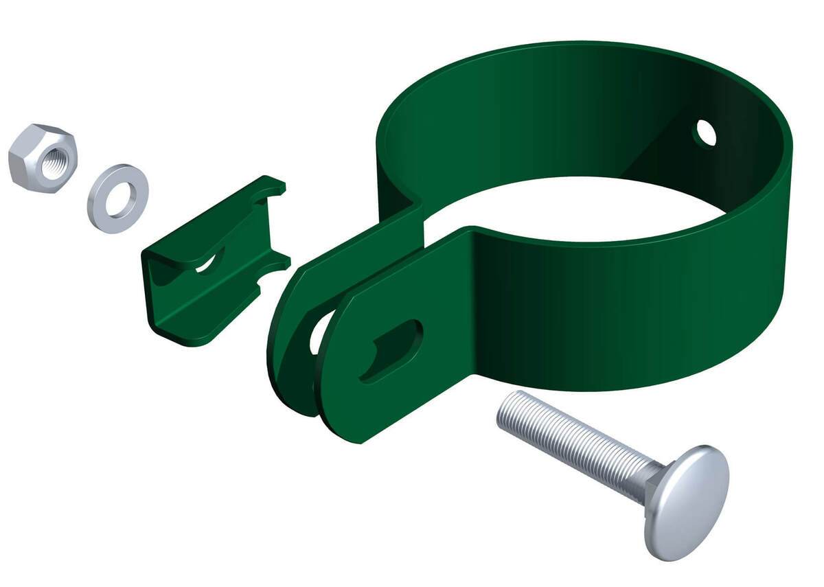 Alberts Endschelle, Schelle für Pfosten mit einem Durchmesser von 60 mm, verzinkt, Grün, Zaunfelder Produktabbildung 1
