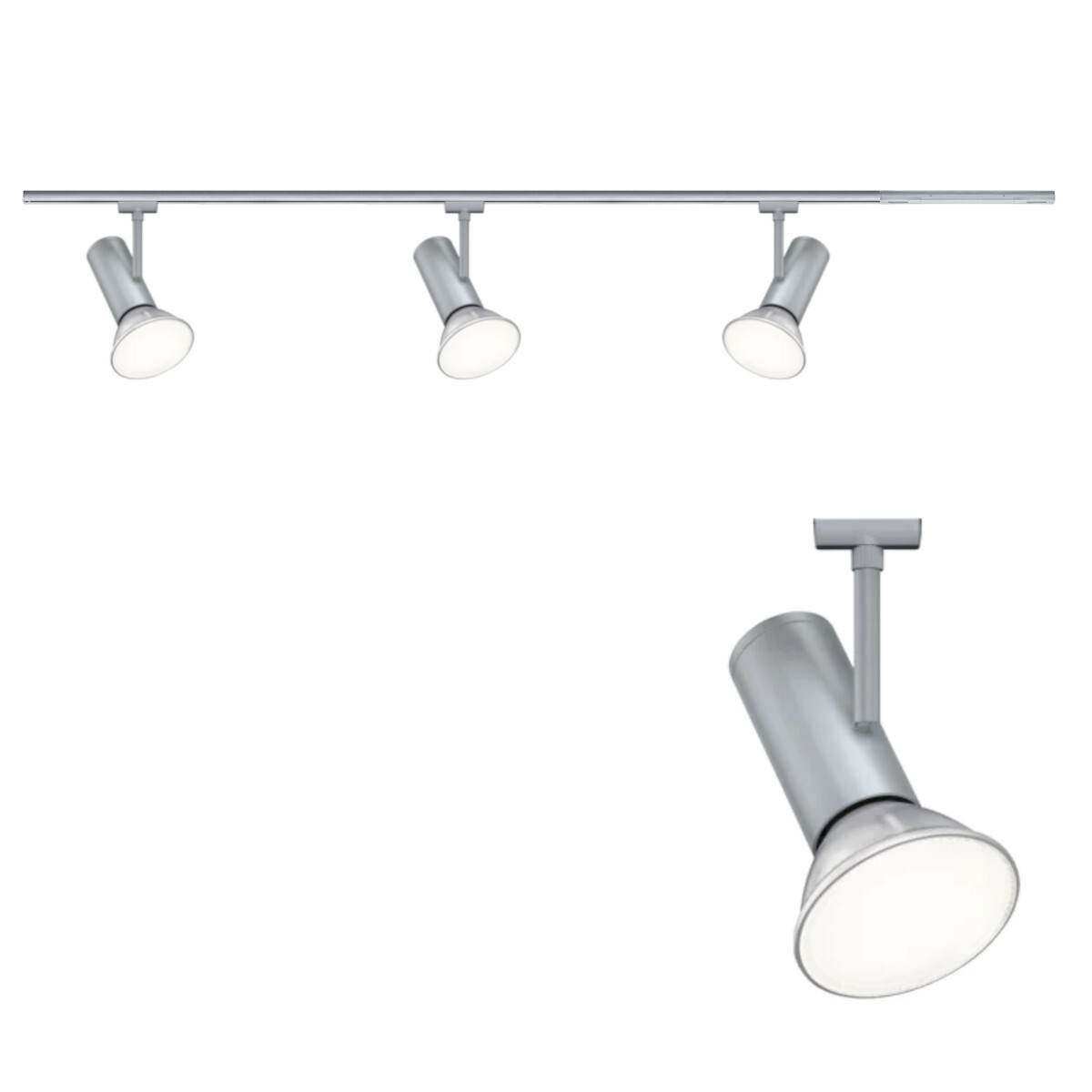 Paulmann URail Set Apol mit 3 Spots und 1 m Schiene, E27, max 50 W, Ø 62 mm, 230 V Schienensystem Produktabbildung