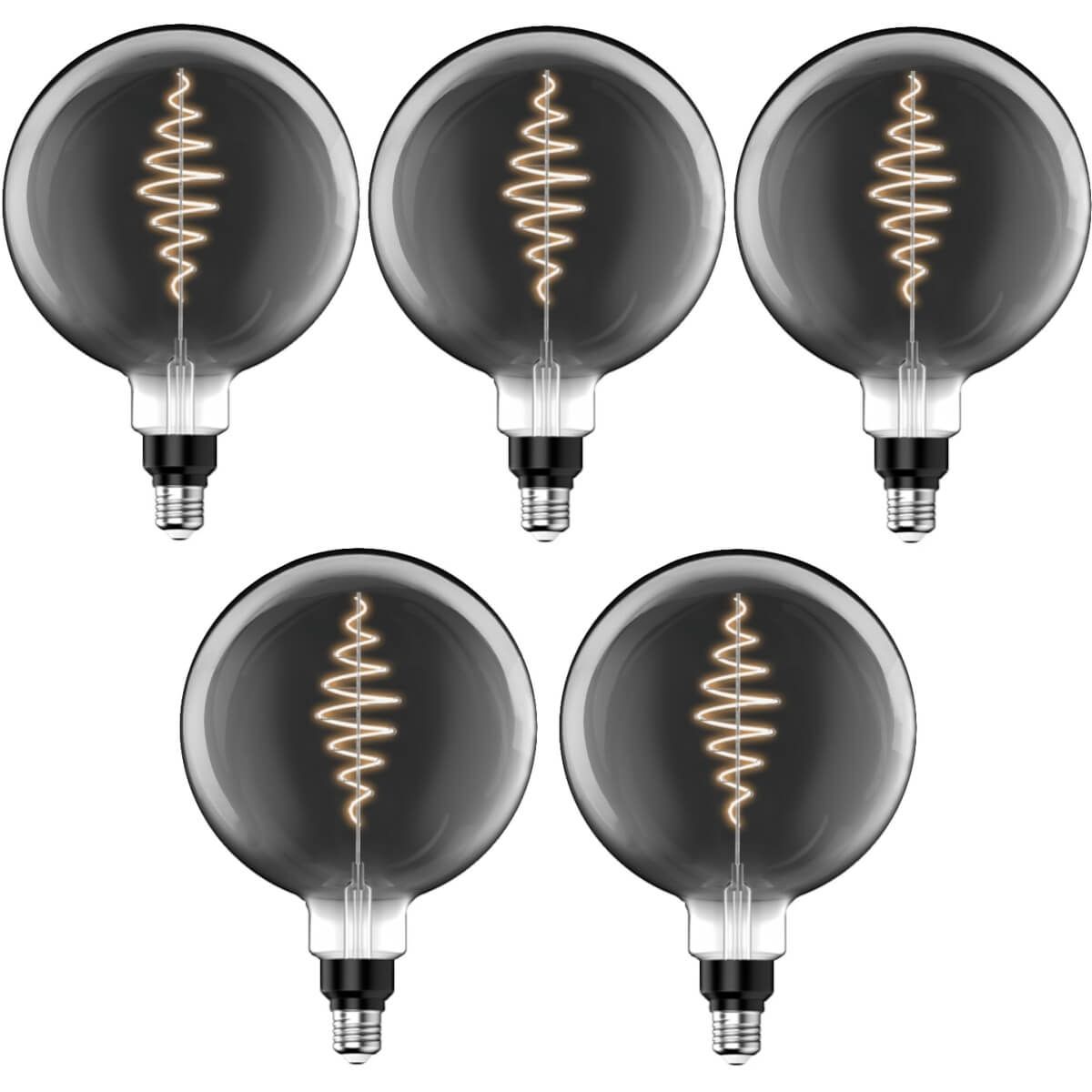 Blulaxa 5er Pack LED Filament Vintage Globelampe smoky 283mm, 8,5W = 21W, E27, 250 lm, extra Warmweiß Produktabbildung 1