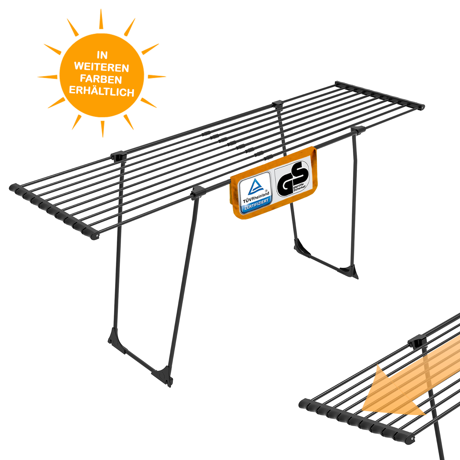 Yoursol B-Ware Wäscheständer Florenz in Schwarz, ausziehbar mit 20m Leine und Rollen für 1-2 Waschmaschinen Produktabbildung