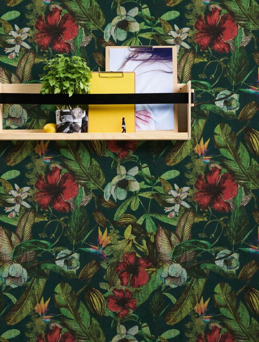 AS Creation Tapete | Blumentapete Grün Blau Rot | Greenery Produktabbildung 5