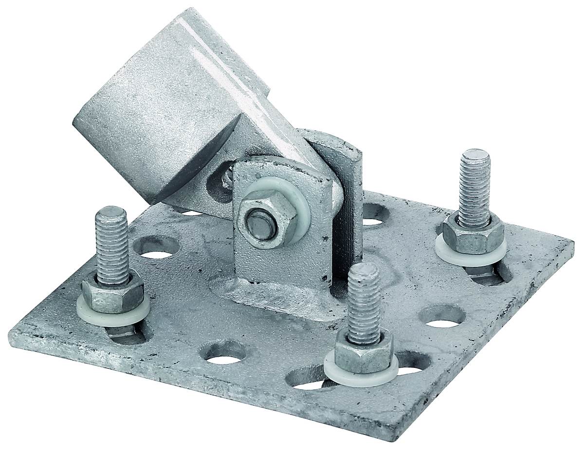 Alberts Strebenplatte zum Aufschrauben von Pfosten Ø 34 mm, feuerverzinkt, 100x100mm, inkl Schrauben Produktabbildung