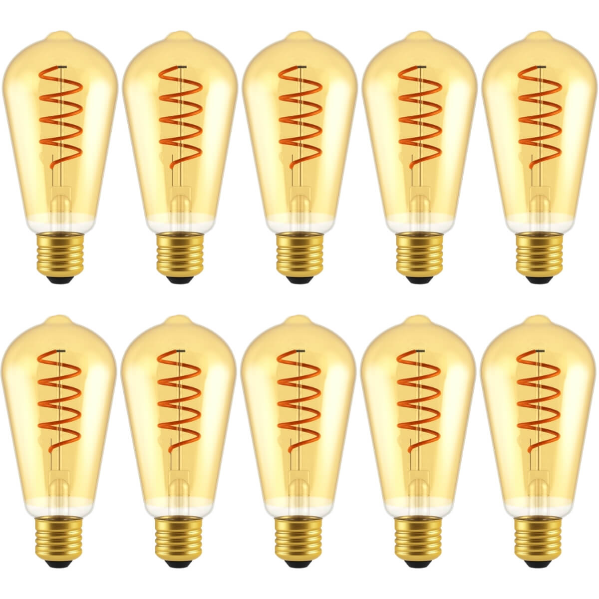 Blulaxa 10er Pack Filament Vintage Edison Lampe ST64, 5 W, E27, 250 lm, extra Warmweiß (1800 K) Produktabbildung 1