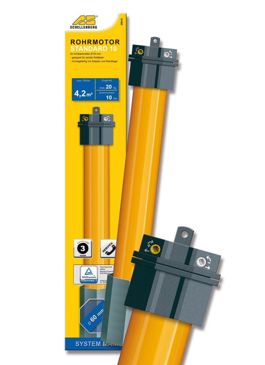 Schellenberg Rohrmotor Standard Maxi, Rolladenmotor mit mechanischer Endlageneinstellung, 4,2 m² Produktabbildung