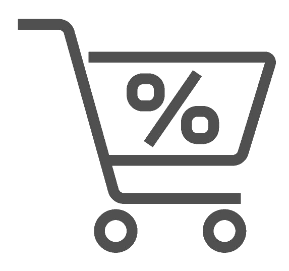 Einkaufswagen mit Prozentzeichen