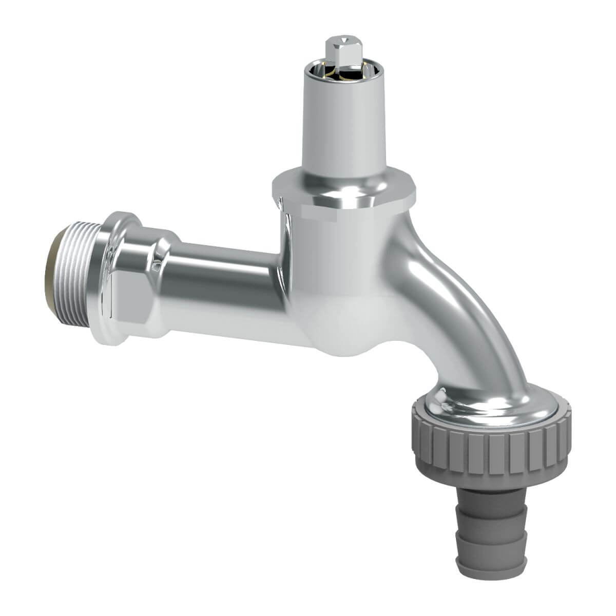 BRUSE Wandauslaufventil mit Steckschlüssel Oberteil, 1|2 Zoll, chrom Produktabbildung 1