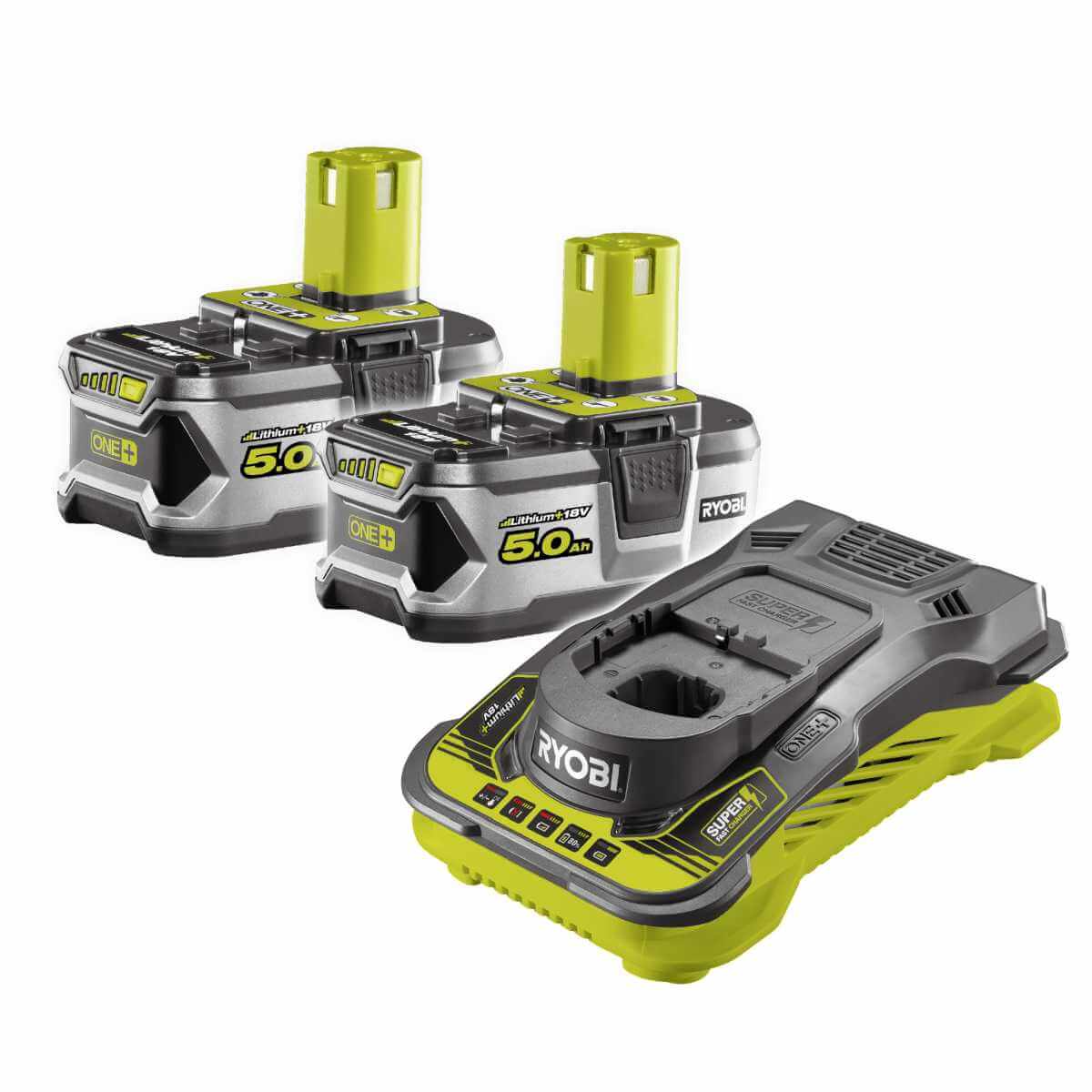 RYOBI RC18150-250 2x 18 V 5,0 Ah Akkus und Schnellladegerät | Akku-Starterset Produktabbildung