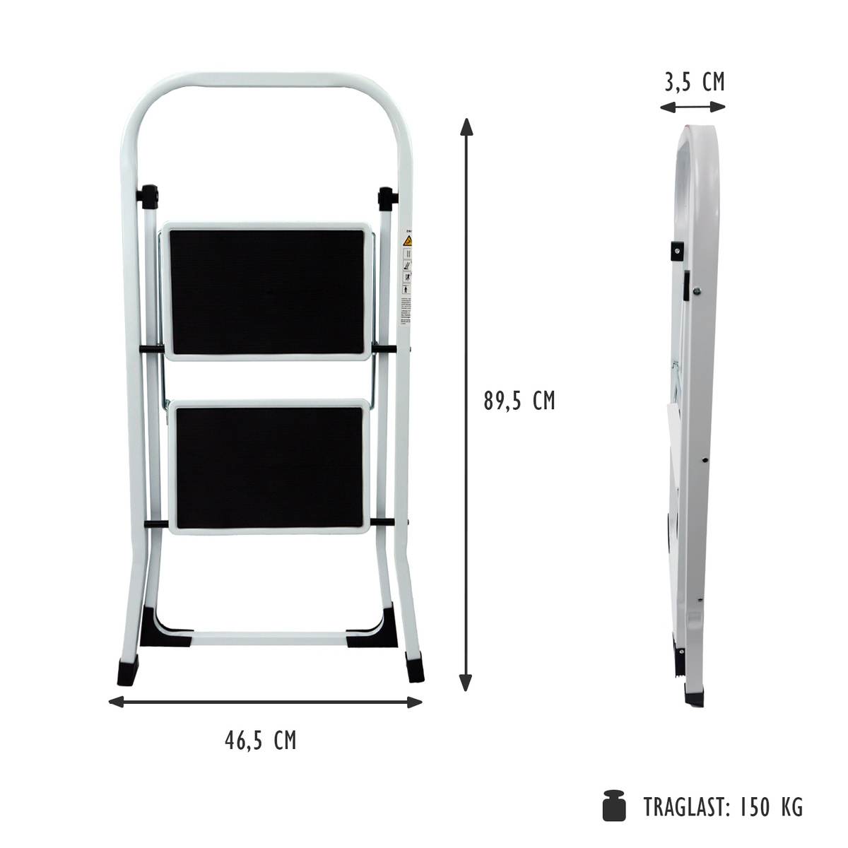 B-Ware siwitec Mini-Klapptritt mit 2 Stufen, Leiter, Anthrazit, bis zu 150 kg, TÜV zertifiziert Produktabbildung 2