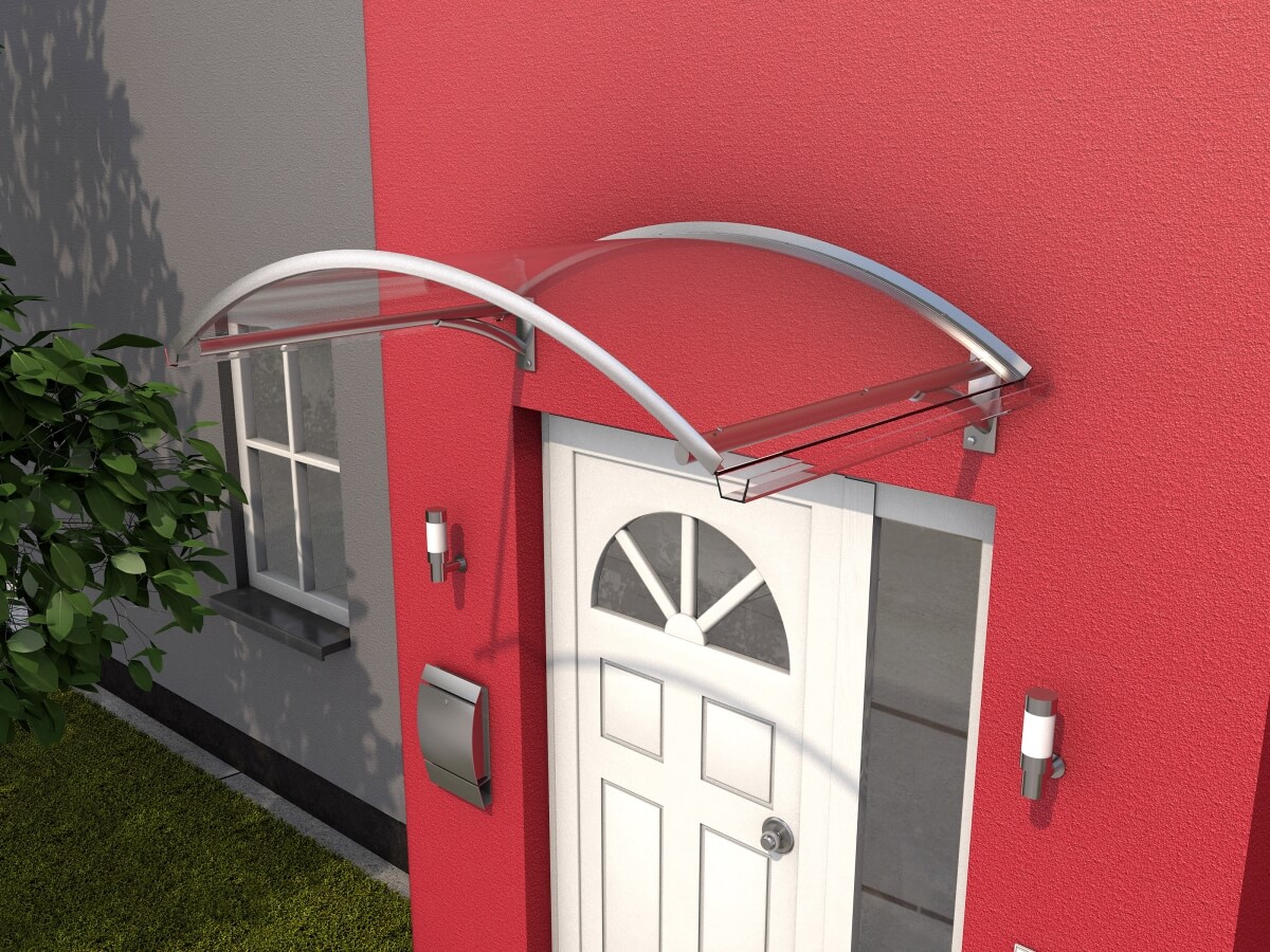 Gutta Bogenvordach BV Secco, 150 cm breit, Edelstahloptik, Abdeckung aus klarem Polycarbonat Produktabbildung 4