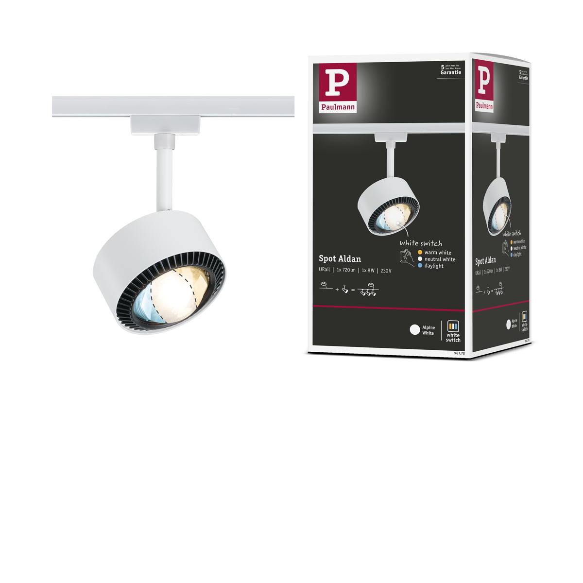 Paulmann URail LED Spot Aldan in Signalweiß und Schwarz 8W 500lm Produktabbildung 17